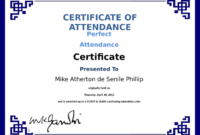 Amazing Printable Perfect Attendance Certificate Template