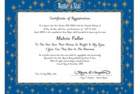 Amazing Star Naming Certificate Template