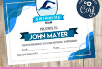 Amazing Swimming Certificate Template