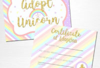 Amazing Unicorn Adoption Certificate Templates
