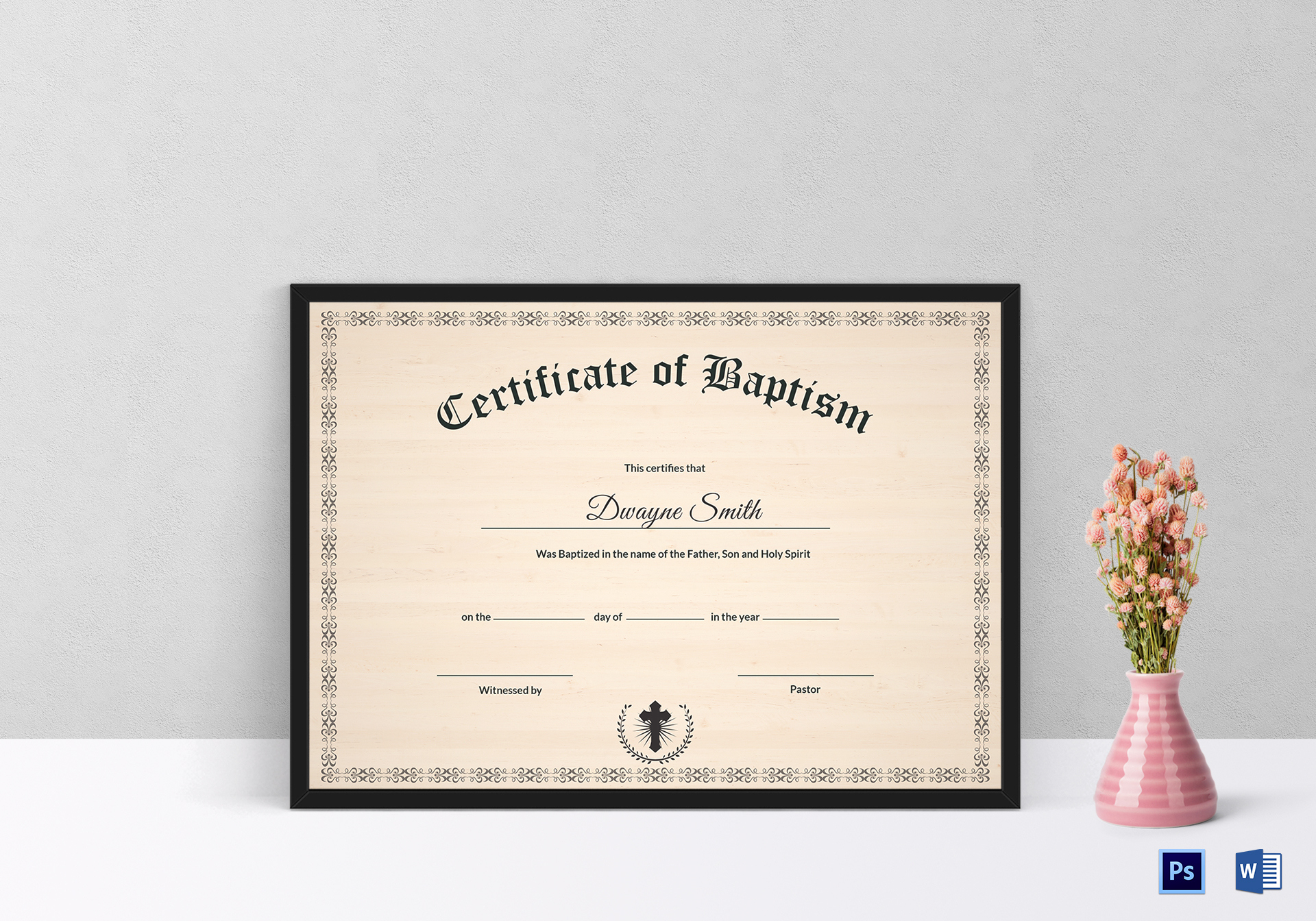 Awesome Baptism Certificate Template Word Free