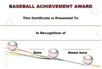 Awesome Baseball Achievement Certificate Templates