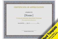 Awesome Certificate Of Appreciation Template Word