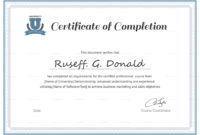 Awesome Certificate Of Completion Template Word