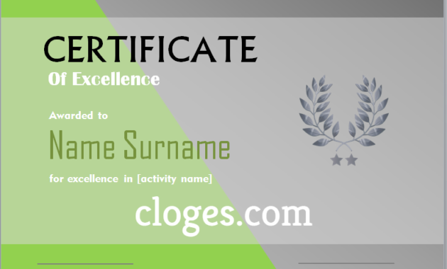 Awesome Certificate Of Excellence Template Word