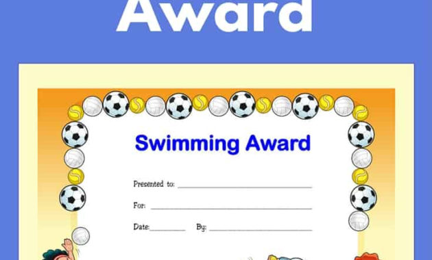 Awesome Free Swimming Certificate Templates