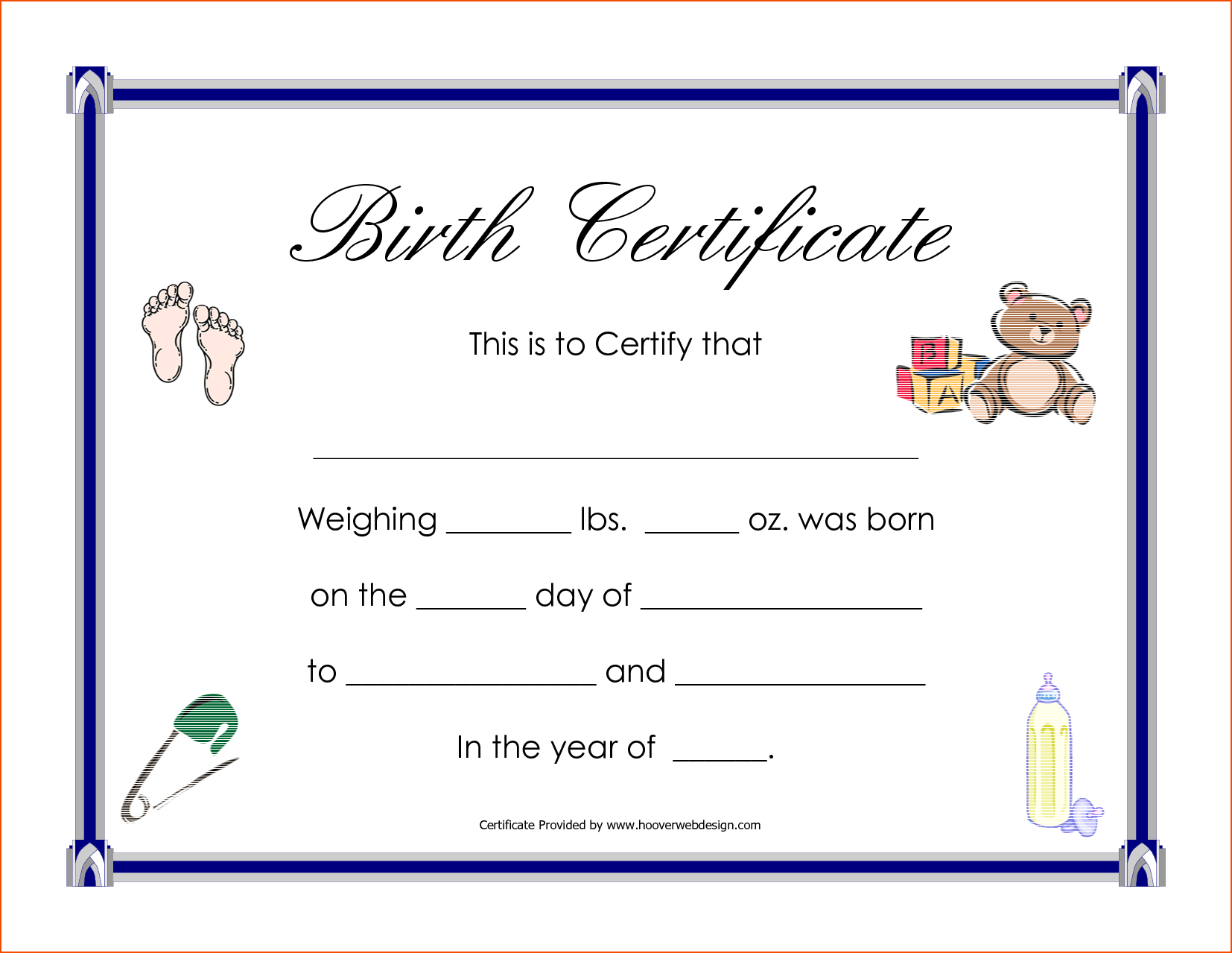 Awesome Girl Birth Certificate Template