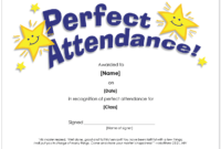 Awesome Perfect Attendance Certificate Template Free