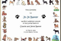 Awesome Pet Birth Certificate Template 24 Choices
