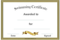 Awesome Swimming Award Certificate Template