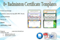 Best Badminton Certificate Template Free 12 Awards