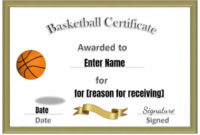 Best Basketball Participation Certificate Template