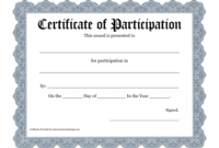 Best Certificate Of Participation Template Pdf