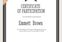 Best Certificate Of Participation Word Template