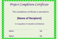 Best Construction Certificate Of Completion Template