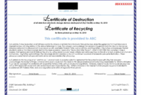Best Destruction Certificate Template