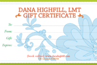 Best Massage Gift Certificate Template Free Printable