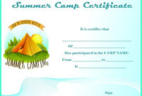 Best Summer Camp Certificate Template