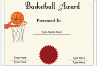 Fantastic Basketball Participation Certificate Template
