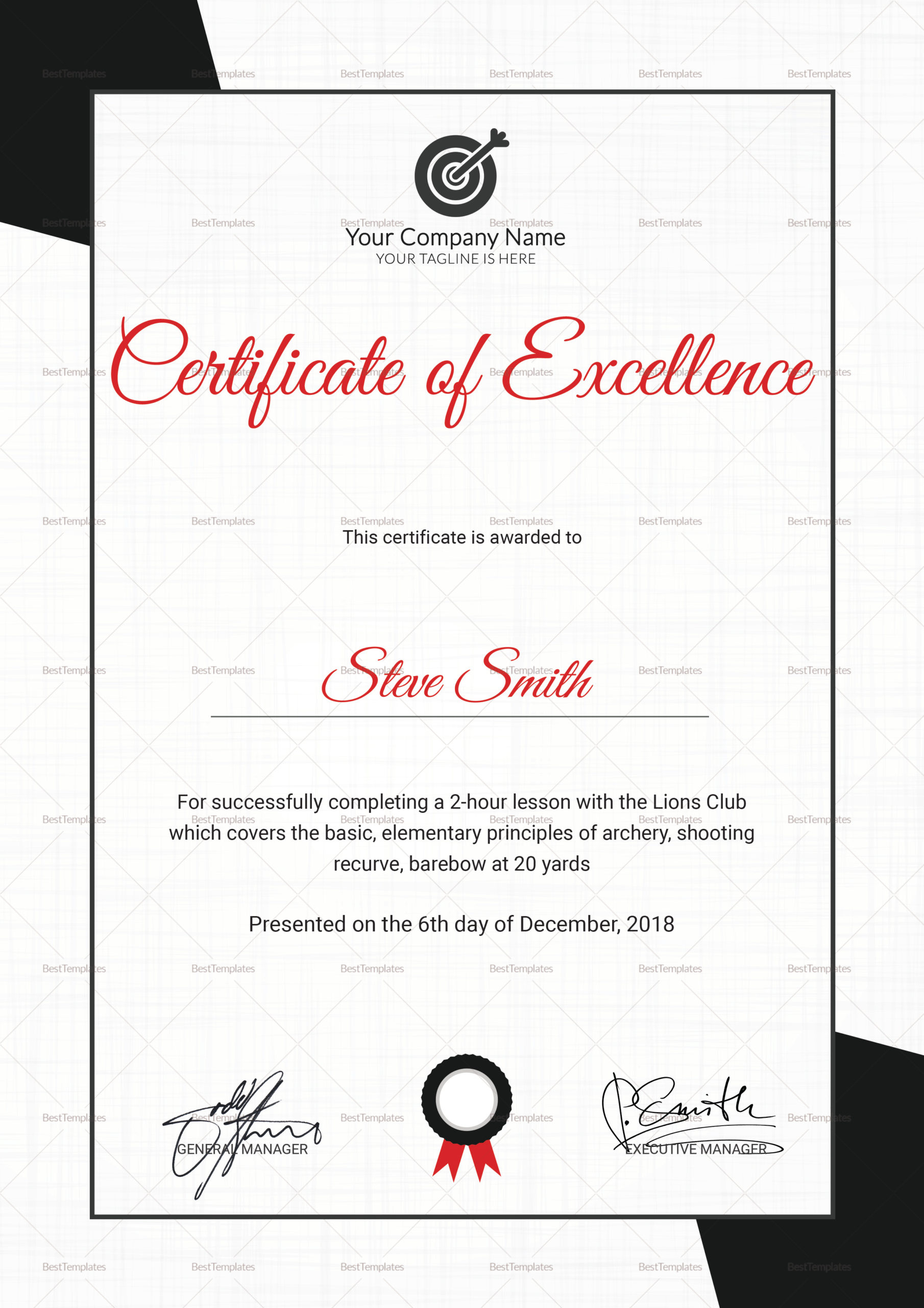 Fantastic Certificate Of Excellence Template Word