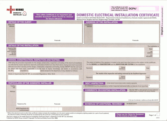 Fantastic Electrical Installation Test Certificate Template