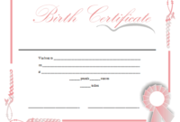 Fantastic Girl Birth Certificate Template
