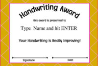 Fantastic Handwriting Award Certificate Printable