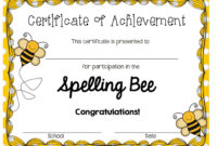 Fantastic Spelling Bee Award Certificate Template