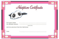 Fantastic Stuffed Animal Adoption Certificate Template Free
