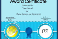 Fantastic Tennis Participation Certificate