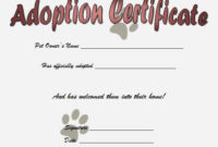 Fascinating Cat Adoption Certificate Templates