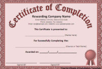 Fascinating Certificate Of Completion Template Free Printable