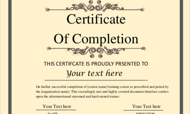Fascinating Class Completion Certificate Template