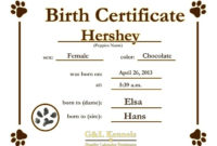Fascinating Dog Birth Certificate Template Editable