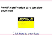 Fascinating Forklift Certification Template