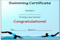 Fascinating Free Swimming Certificate Templates