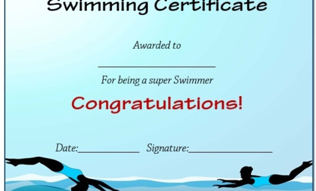Fascinating Free Swimming Certificate Templates