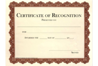 Fascinating Free Template For Certificate Of Recognition