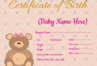 Fascinating Girl Birth Certificate Template