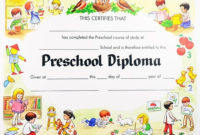 Fascinating Printable Kindergarten Diploma Certificate