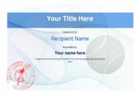 Fascinating Tennis Certificate Template Free