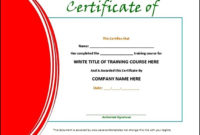 Fascinating Training Certificate Template Word Format
