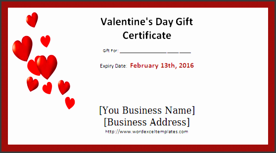 Fascinating Valentine Gift Certificate Template