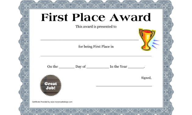 Free Blank Award Certificate Templates Word