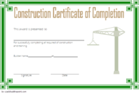 Free Certificate Of Construction Completion