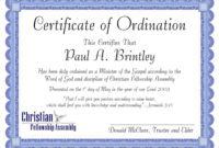 Free Certificate Of Ordination Template