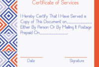 Free Certificate Of Service Template Free