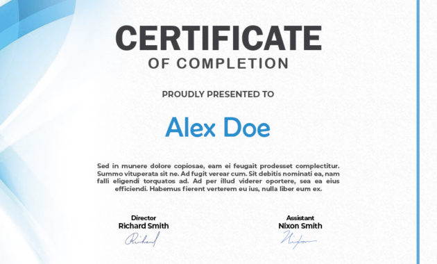 Free Class Completion Certificate Template