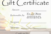 Free Massage Gift Certificate Template Free Printable