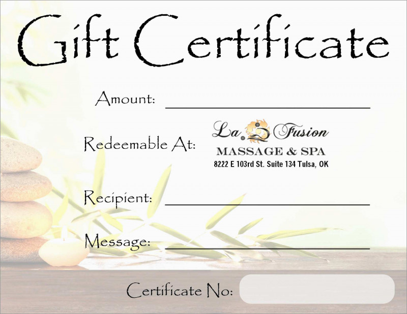 Free Massage Gift Certificate Template Free Printable